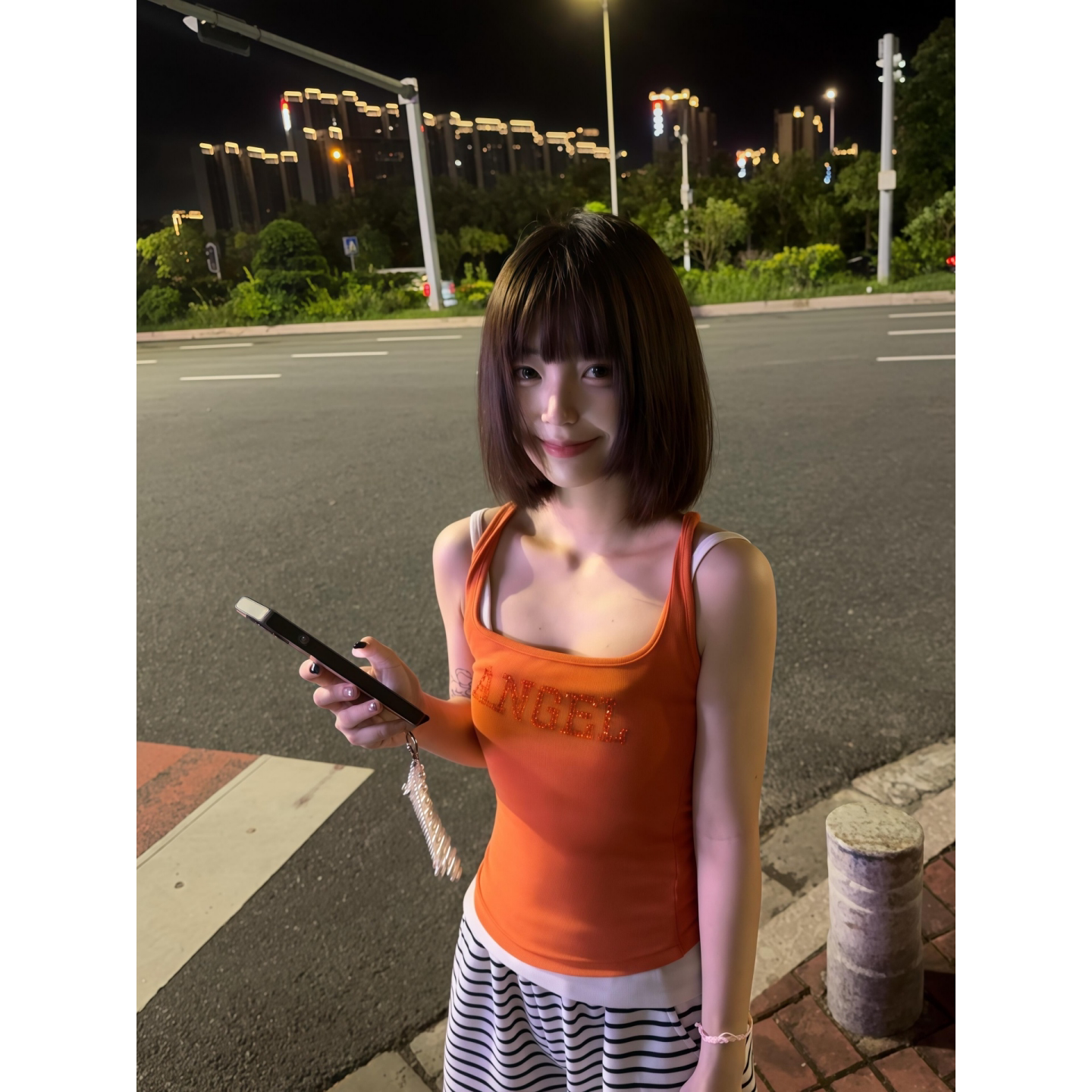 橙色工字吊带背心女夏季内搭上衣图片