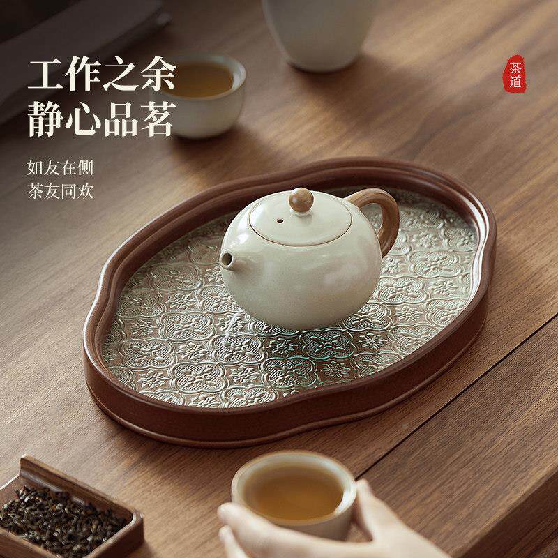忆壶茶几海棠花茶玻璃茶盘家客厅茶具配件茶杯托盘茶壶承用如意玻