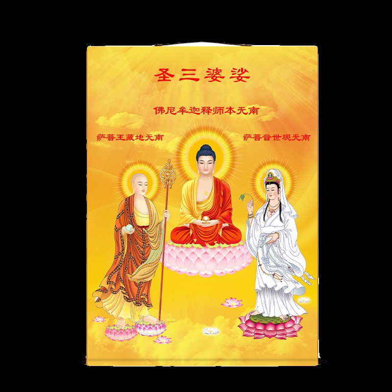 西方三圣东方三圣娑婆三圣佛像画像挂画客厅阿弥陀佛药师佛装饰画
