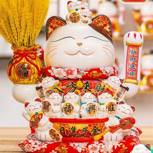 招财猫摆件开业大号店铺前台自动摇手家居客厅装饰发财猫礼品礼物