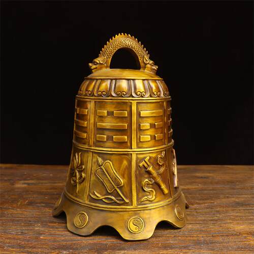 纯铜铃铛寺庙铜钟佛具摆件室内客厅八宝钟平安钟家居大门饰品挂件