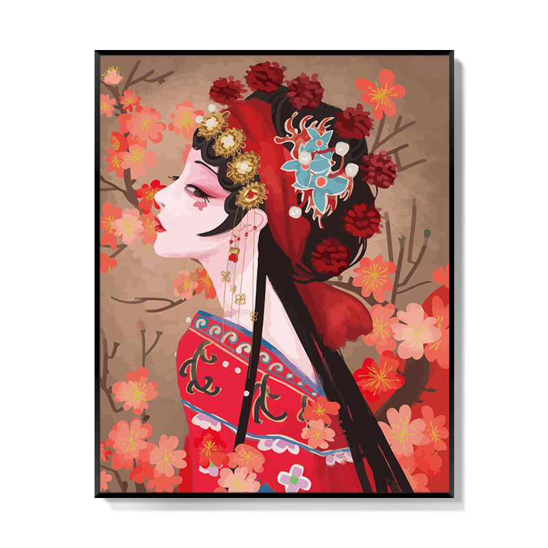 数字油画diy填充国潮中国风填色油彩画手绘解减压治愈手工装饰画