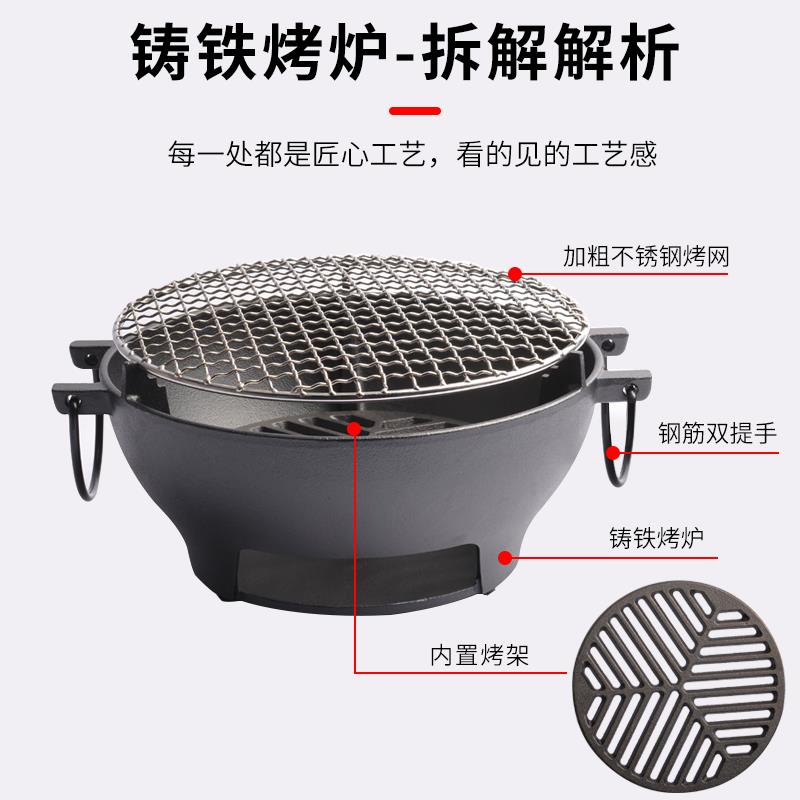 小幸福烧烤炉烤肉家用煮茶圆形烤火木炭户外多功能烤炉
