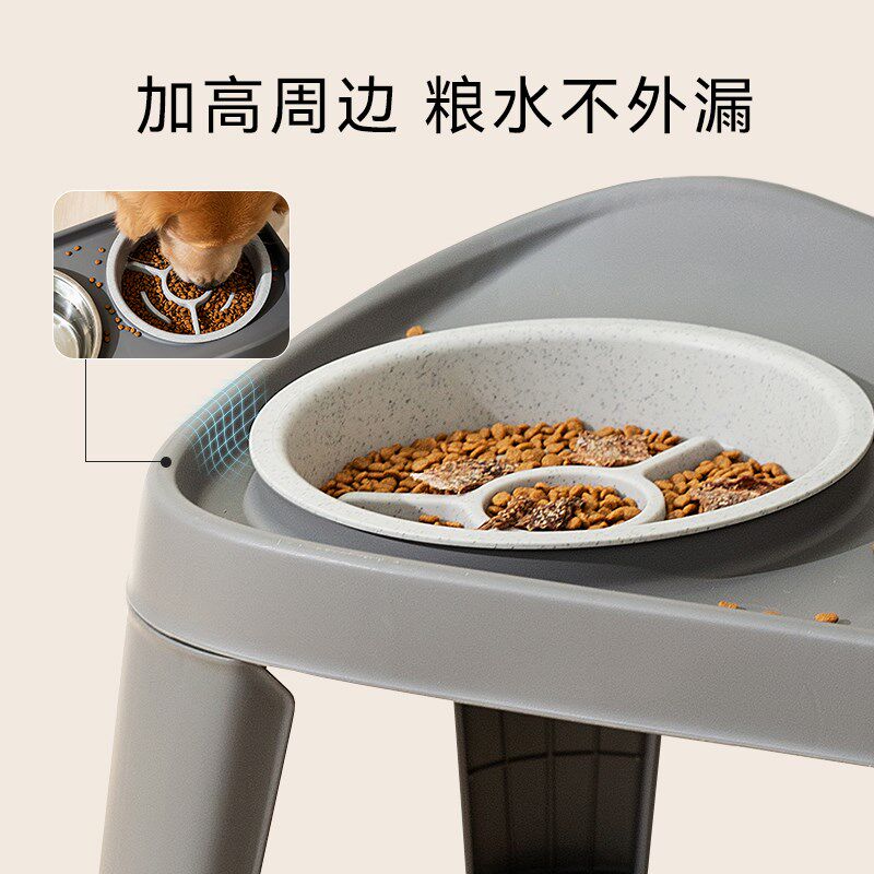 狗盆狗碗狗狗食盆大型犬保护颈椎宠物慢食碗不锈钢饭碗高脚支架