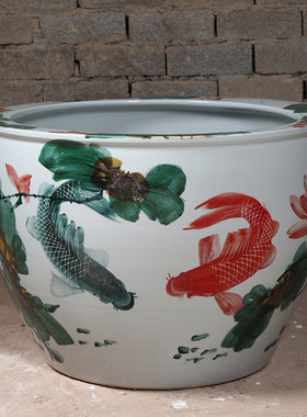 庭院大缸景德镇青花瓷水缸金鱼缸荷花碗莲睡莲盆乌龟缸酒店甲鱼缸