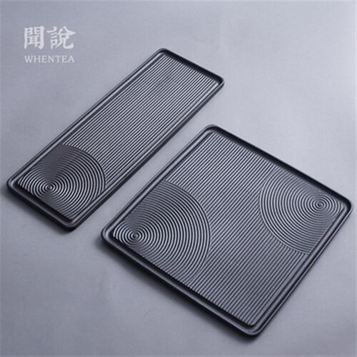 闻说黑陶茶盘 日式枯山水陶瓷壶承小号茶台 蓄水简约家用干泡台