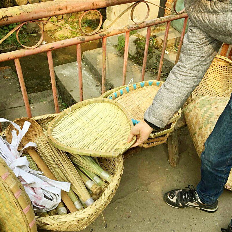 邛崃特产竹编筲箕簸箕竹筛子手工农家竹制品