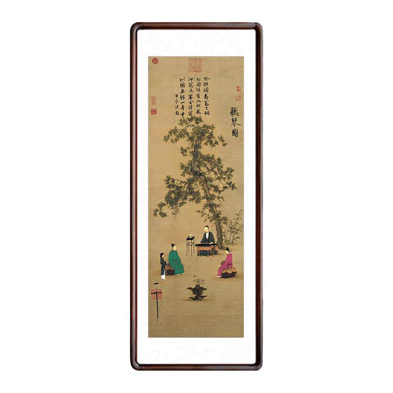 宋徽宗赵佶听琴图国画名人字画玄关仿古画立轴客厅书房茶室装饰画