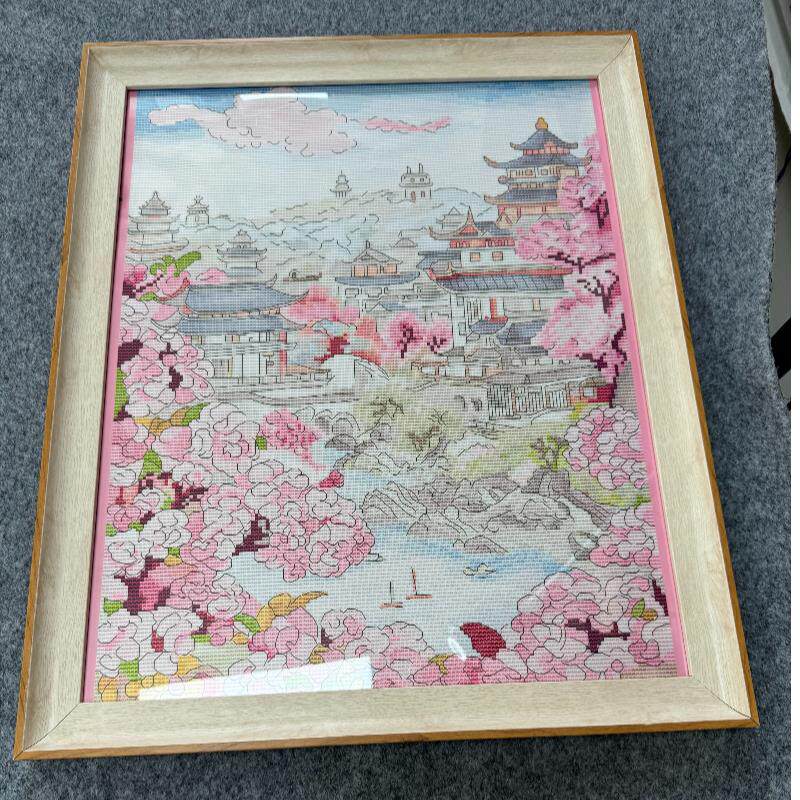 【CC905-山寺桃花】十字绣2025新款线绣客厅竖版风景