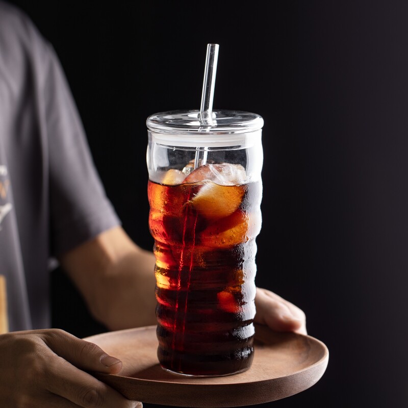 高颜值玻璃吸管杯冷萃咖啡杯大容量耐热喝水杯子女生奶茶水果茶杯