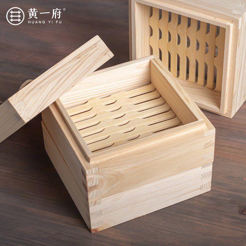 黄一府方形木蒸笼家用小笼包竹蒸笼商用蒸屉多层蒸架篦子锅竹笼屉