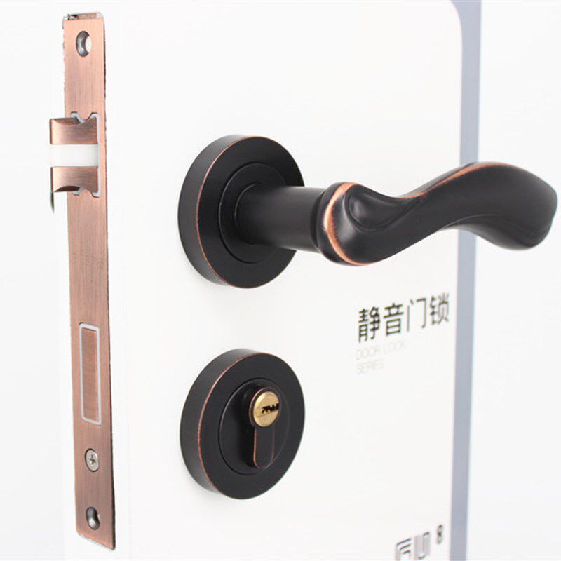 黑红古分体锁室内木门通用型把手卧室家用太空铝静音美式房门锁