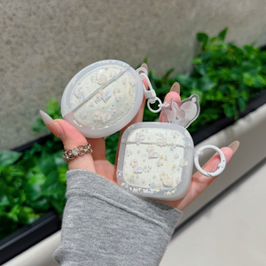 ins碎花小灰兔用freeclip耳夹2保护套freebuds5i/6i无线耳机壳软pro3/4