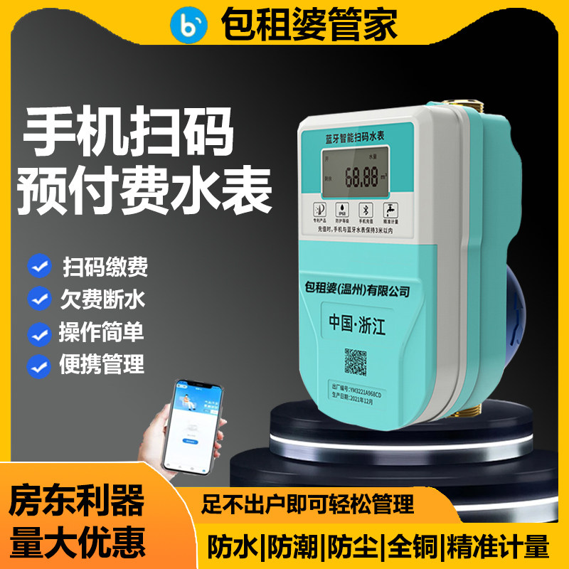 智能预付费水表包租婆蓝