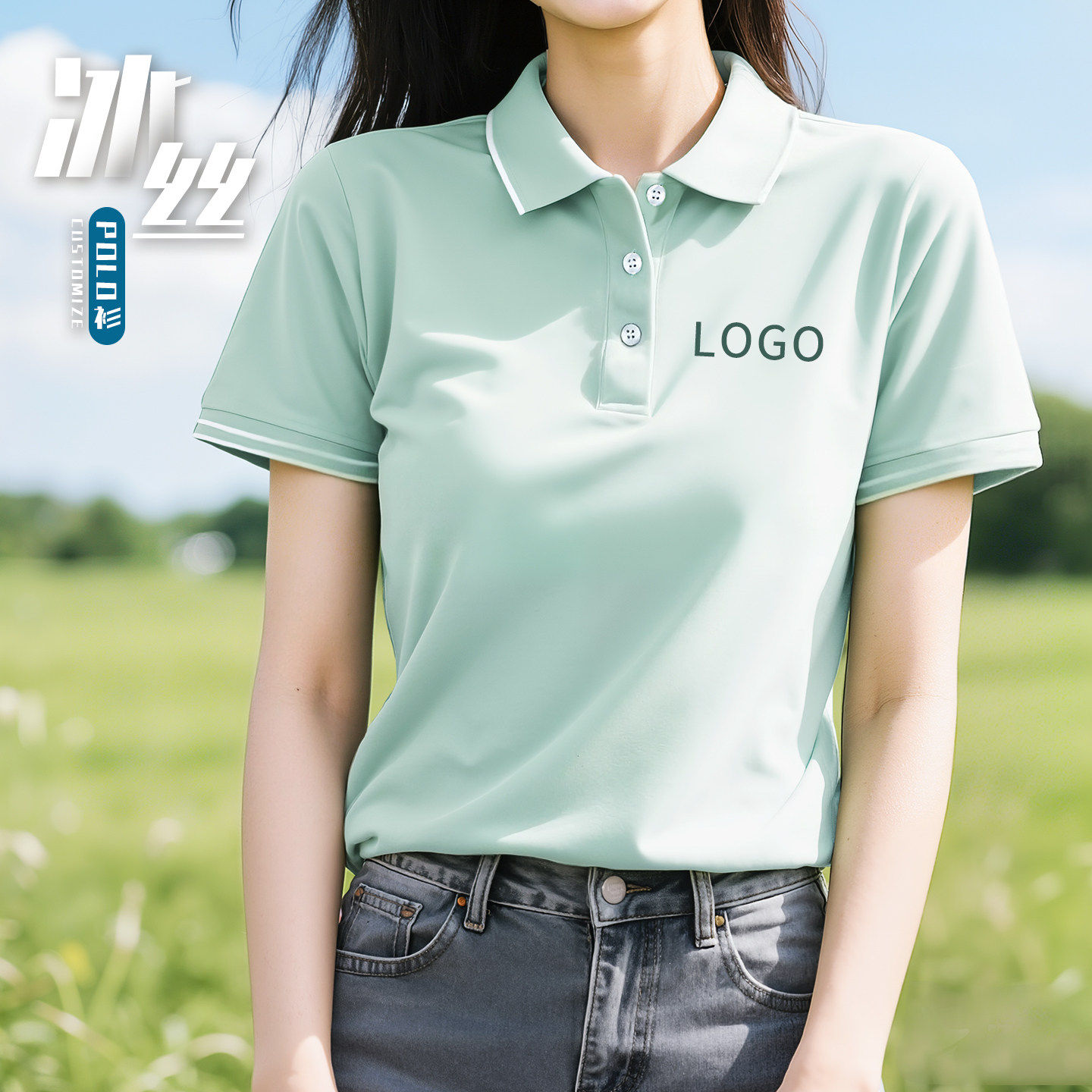 冰丝翻领polo衫夏季工作
