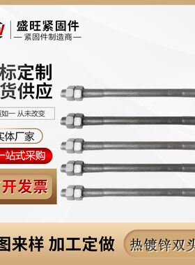 热镀锌双头螺栓螺杆电力横担户外穿墙丝两头丝防锈M16M18*250-500