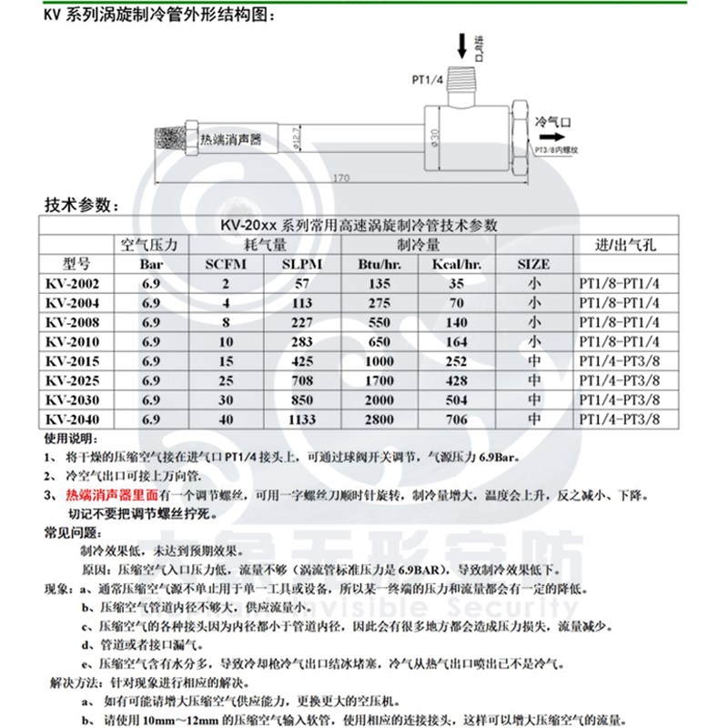 第三代高速涡旋制冷管制冷器涡流冷却管涡旋制冷快速降温
