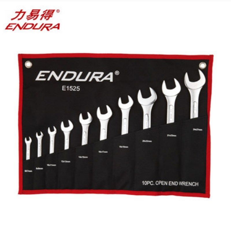 ENDURA力易得E1525凸筋双开口扳手10件套棘轮双梅花敲击单头钩形