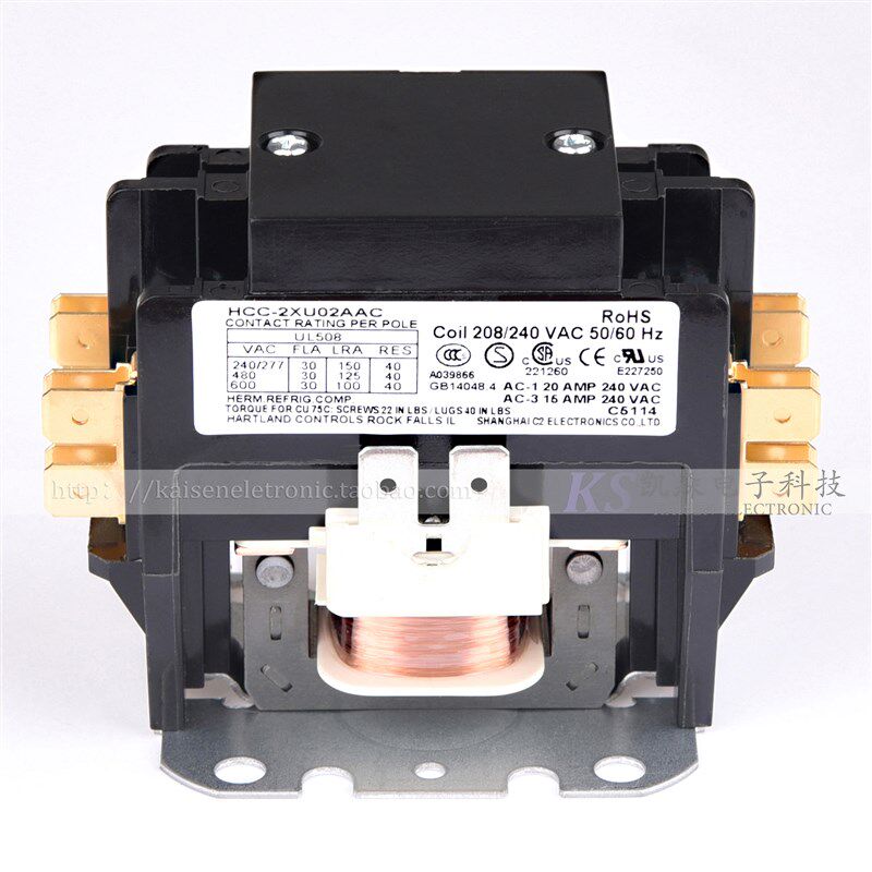 208V-240V 30A HCC-2XU02AAC 双极 两极空调热泵制冰机交流接触器