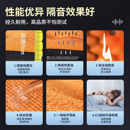 隔音棉吸音棉超强消音棉自粘隔音板卧室家用墙体墙贴门贴橡胶材料