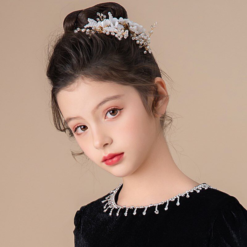 儿童钢琴主持人表演发饰发梳头饰女童婚纱饰品边夹小女孩礼服配饰