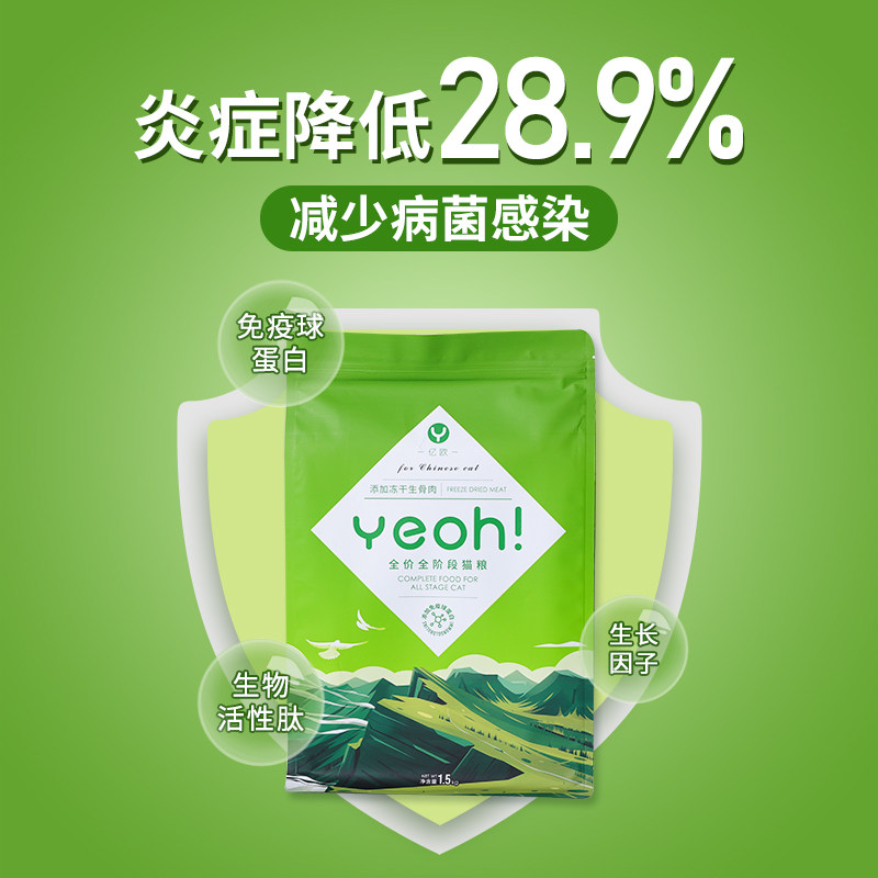 yeoh亿欧猫粮幼猫成猫粮鸡肉乳鸽全价全阶段冻干猫粮增无谷肥发腮