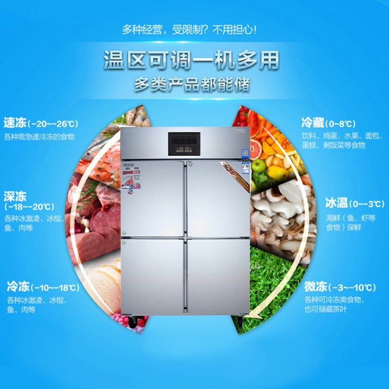 南凌立式风冷无霜厨房冰柜商用冰箱冷冻冷藏冷柜铜管双温展示柜