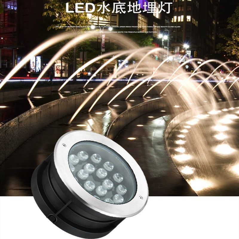 led水下地埋灯水底灯七彩3W9W不锈钢嵌入式水下射灯防水泳池壁灯
