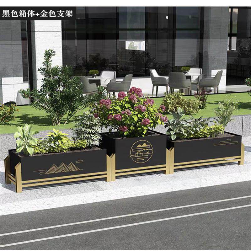 定做铁艺成品花箱露台阳台外摆隔断花池庭院户外花坛商业街种植槽
