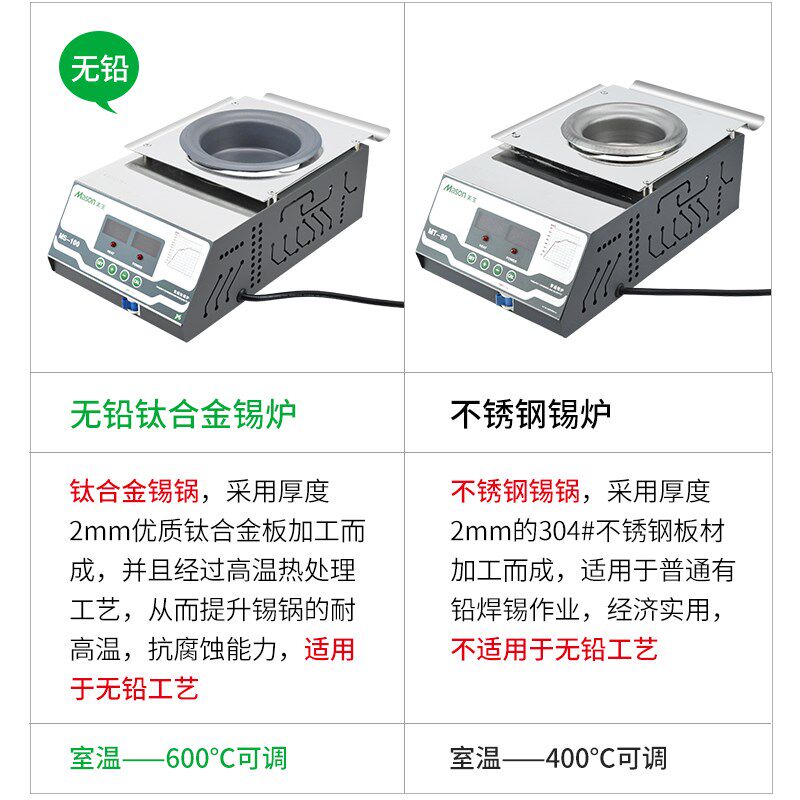 美生Mason锡炉数显无铅钛合金不锈钢小型恒温熔锡高温焊锡炉