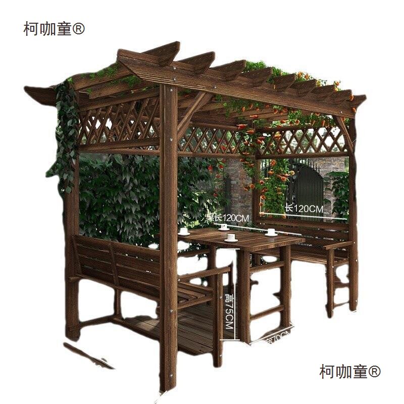 亭子户外小型凉亭户外庭院简易小室外葡萄架防腐木桌椅木屋麦太保