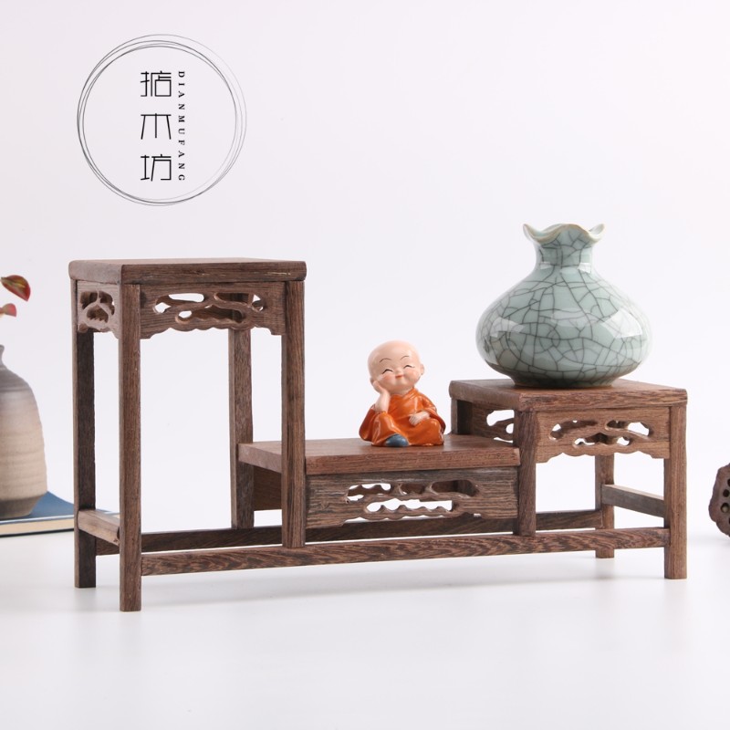 红木博古架小型多宝阁鸡翅木茶具架实木置K物架紫砂茶壶架子展示