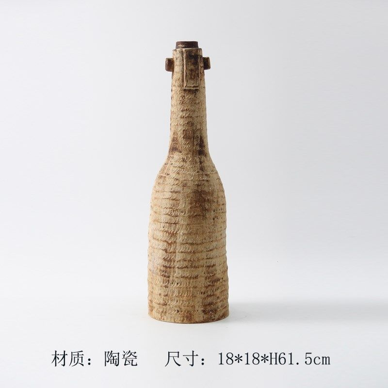 复古做旧侘寂风新中式陶瓷花器摆件样板间酒店客厅玄关大花瓶装饰