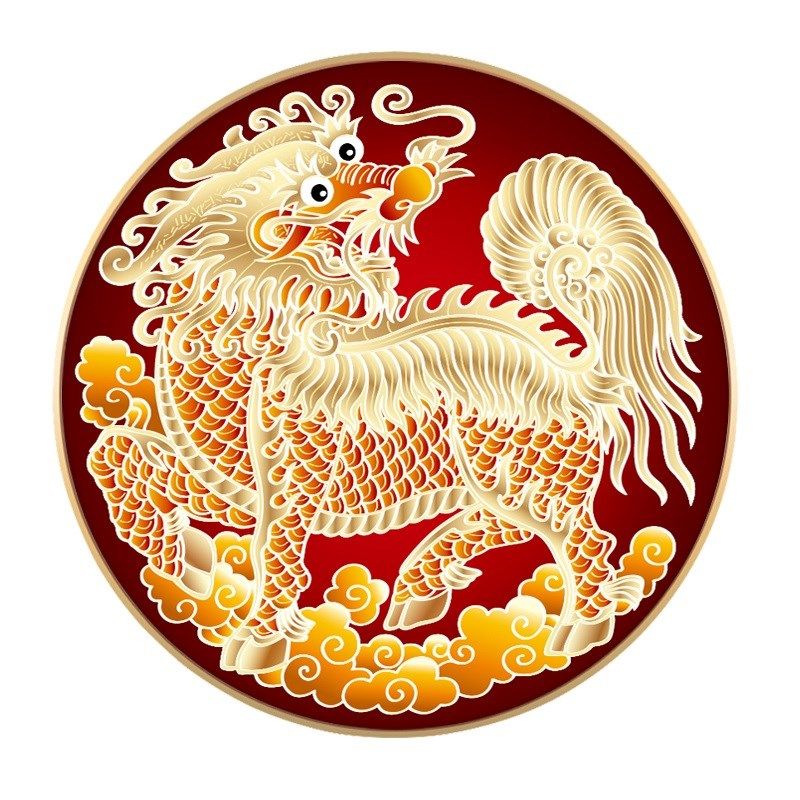四大神兽麒麟献瑞装饰画玄关竖版招财挂画客厅老房子壁画麒麟送子