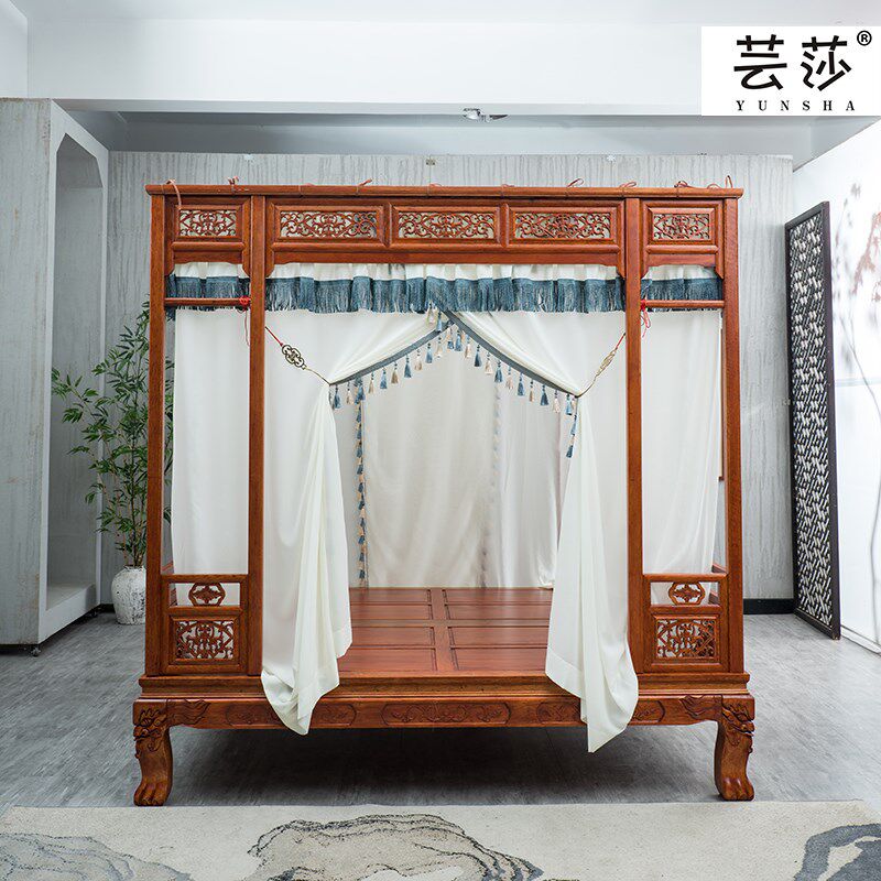 芸莎中式明清古典单双月洞拔步架子床流苏封门挂穗装饰款防蚊床幔