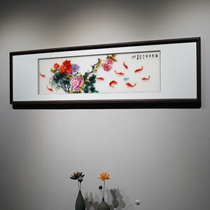 苏绣成品挂画带框客厅床头画卧室沙发背景墙新中式纯手工实木定制