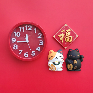 厨房静音闹钟电子时钟表冰箱贴磁性贴个性创意中国风3d立体吸铁石