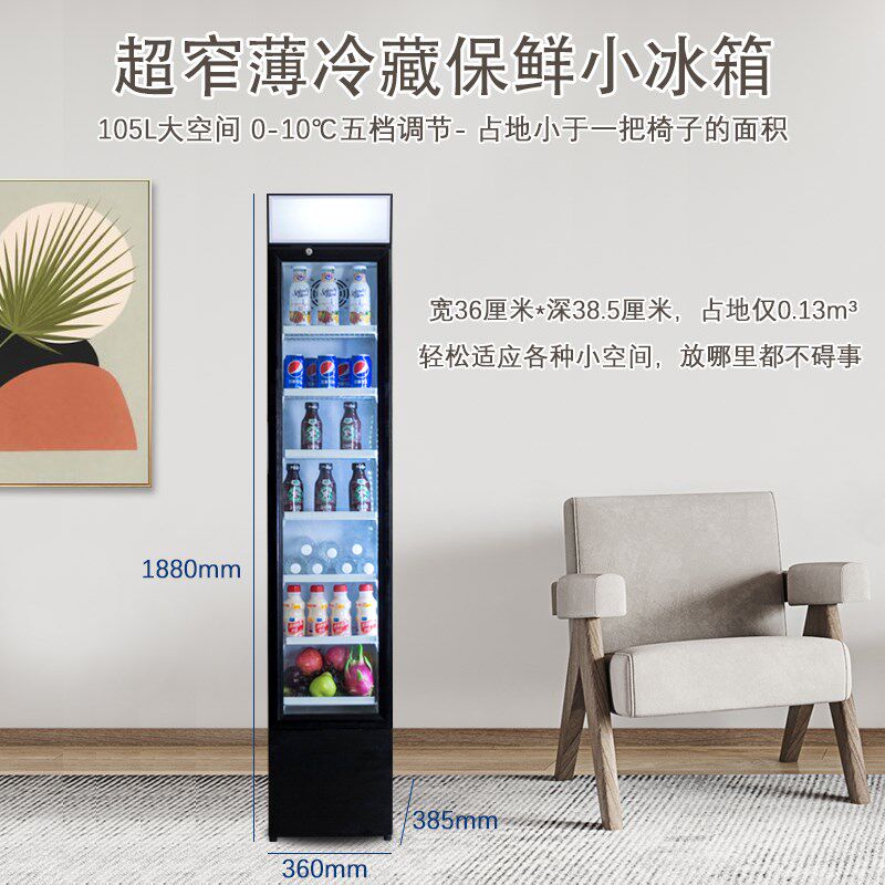 美时达冷藏展示柜立式冷冻柜商用单门玻璃门超市啤酒饮品保鲜冰箱
