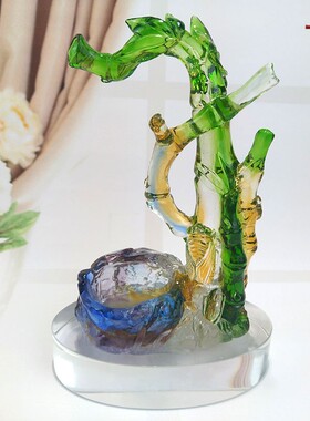 琉璃富贵竹子节节高办公桌上装饰开业礼品送老外创意工艺品小摆件