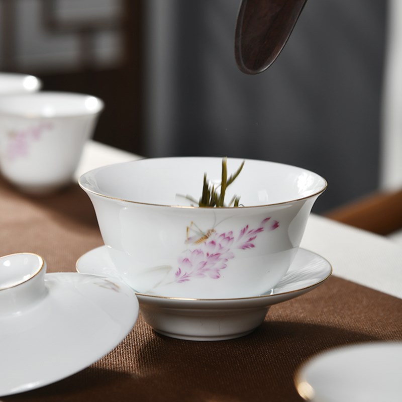 成艺2024新款秋韵茶具套装功夫茶具陶瓷盖碗杯子公道杯办公室送礼
