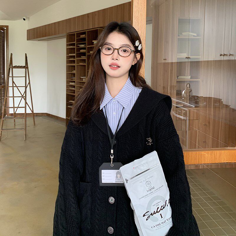东京岁时记JK海军领毛衣外套女制服宽松学院风针织开衫布拉格日记