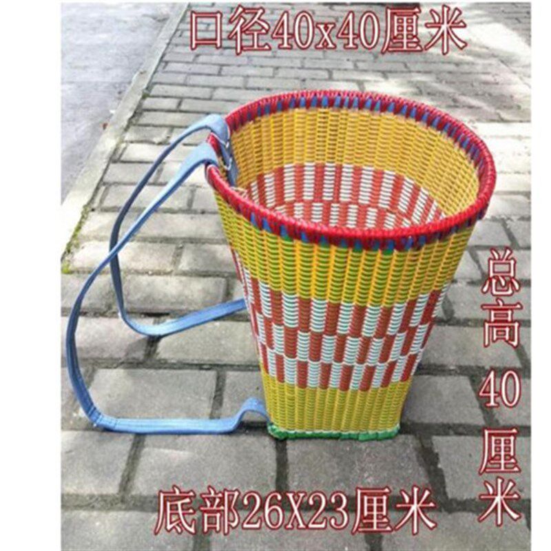 竹编大小家用买菜背篓花色竹蔑筐塑料收纳筐茶叶采摘背筐舞蹈表演