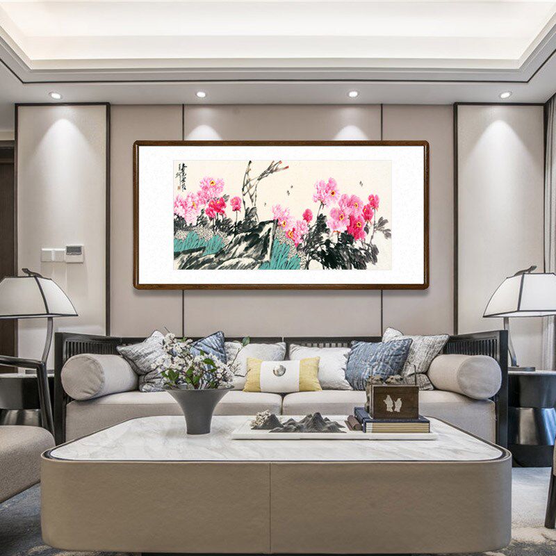 国画花开富贵牡丹图客厅装饰画卧室床头背景花卉挂画酒店招财字画