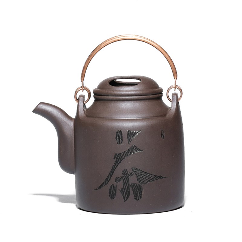 T包邮宜兴紫砂壶大号洋筒铜手提梁大茶壶大容量茶具家用大凉茶壶