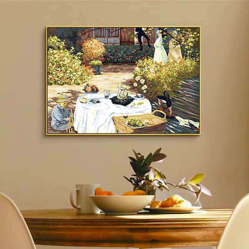 数字油画diy风景名画手工填色丙烯颜料画莫奈油画撑阳伞的女人