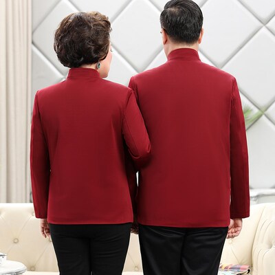 春秋唐装男爸爸妈妈情侣外套套装中国风老人爷爷奶奶生日过寿汉服