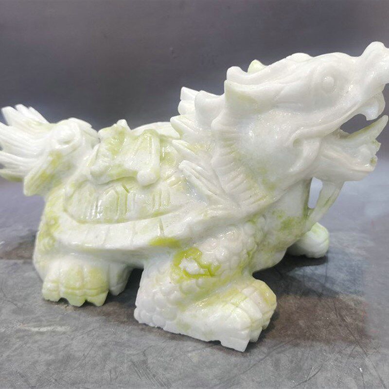蓝田玉龙龟摆件客厅家装玄关岫岩玉龙龟摆设居家装饰玉石龙龟摆饰