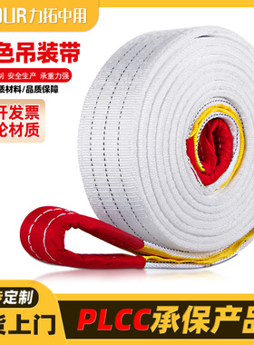 白色扁平吊装带起重吊带1吨2T工业双扣行车用国标吊W车3/5吨布带