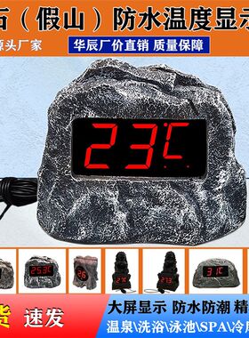 温度计显示器仿假山仿玉石插电款充电款浴池洗浴养殖冷库大棚专用