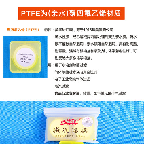 津腾微孔滤膜水系MCE混合纤维有机尼龙PTFE聚四氟0.22 0.45抽滤膜